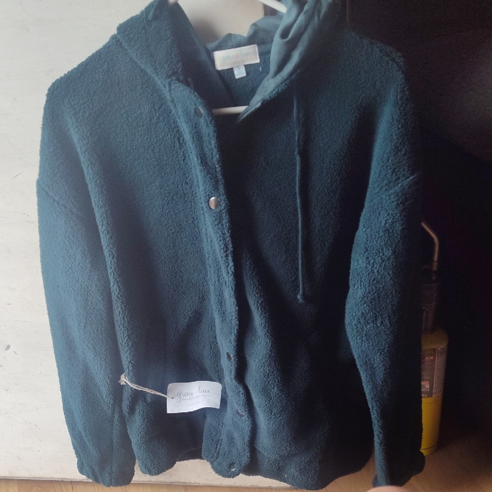 Grace & Lace Teal Hooded Jacket